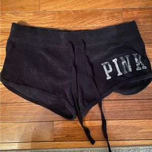 VICTORIA’S SECRET PINK - BLACK SPARKLY TERRY CLOTH SHORTS